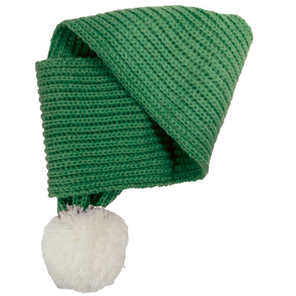 Cachecol verde com pompom branco