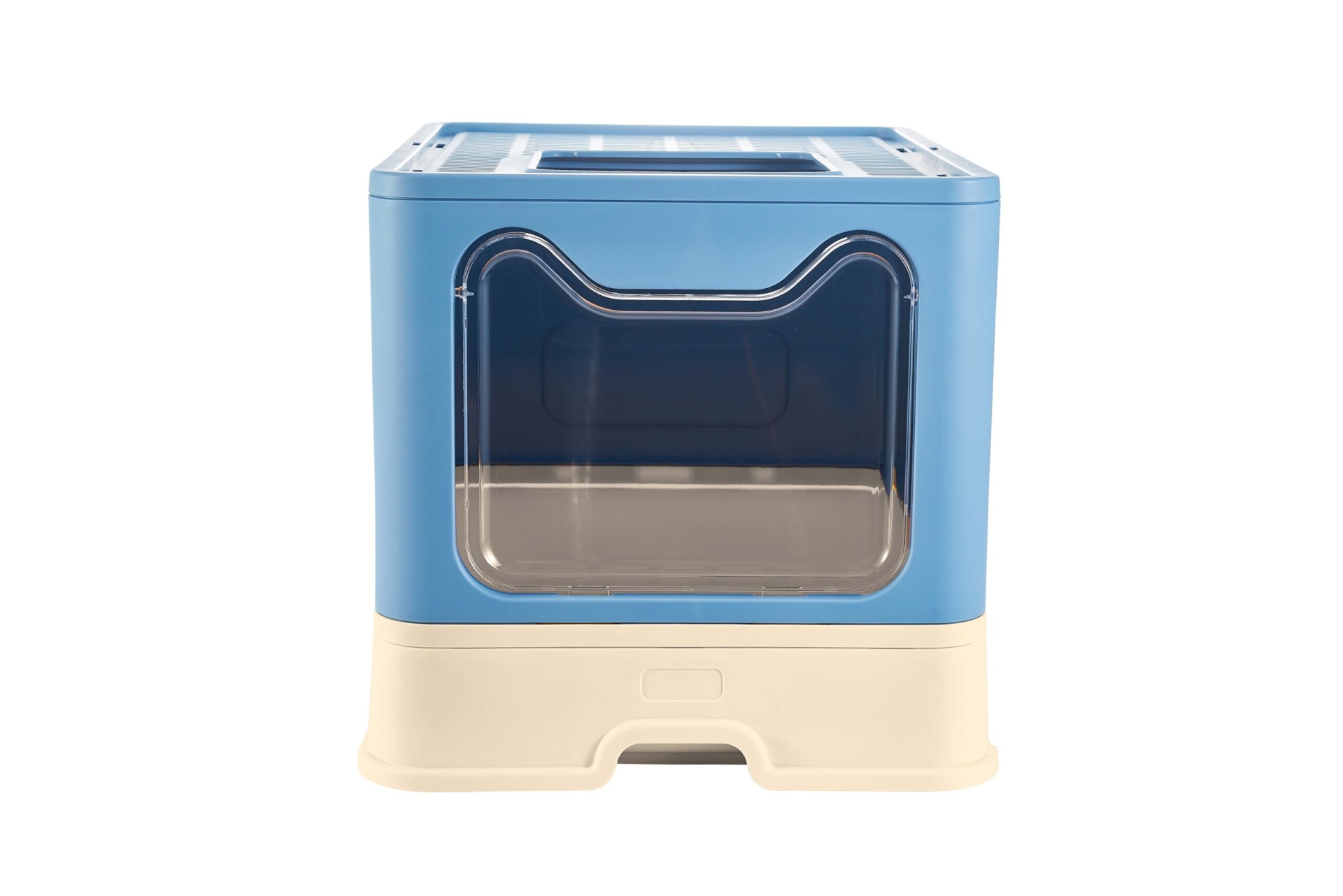 Caixa transporte de animais azul com janela transparente