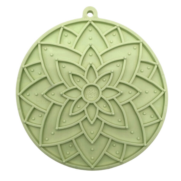 Tampa redonda verde claro com padrão floral em silicone