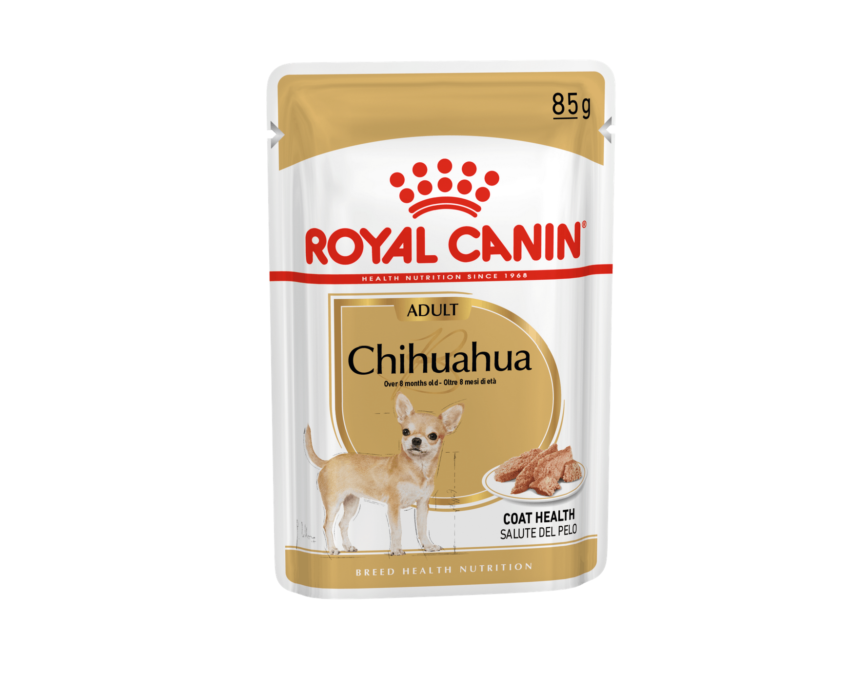 Pacote de ração Royal Canin Adult Chihuahua para cães, 85g