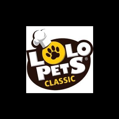 Logo LOLO PETS CLASSIC com pata amarela e gorro de chefe