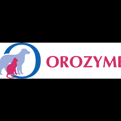 Logótipo OROZYME com cão e gato estilizados em azul e rosa
