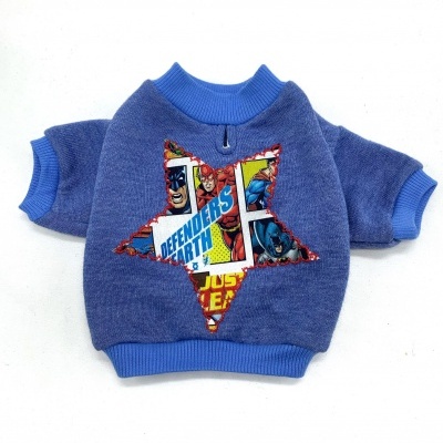 Camisola azul para cão com estampa dos Defenders of Earth em forma de estrela