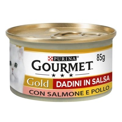 Lata de comida para gato PURINA GOURMET Gold com salmão e frango