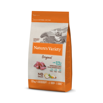 Saco de ração para gatos Nature's Variety Original 1,25 kg laranja e branco
