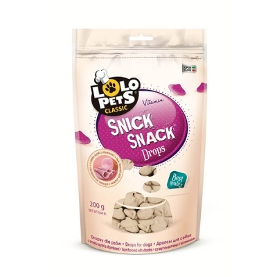 Pacote bege de petiscos para cães LOPets Classic Snick Snack Drops com detalhes roxos