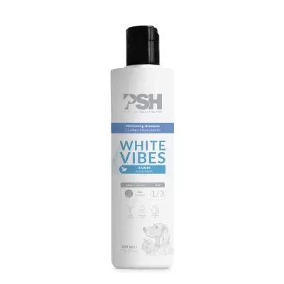 Frasco branco de champô branqueador PSH White Vibes para animais de 300 ml