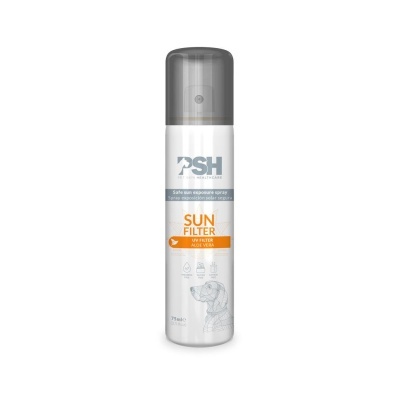 Frasco de spray para animais PSH Sun Filter com filtro solar e aloe vera.
