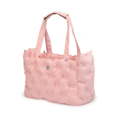 Mala rosa clara acolchoada com duas alças largas