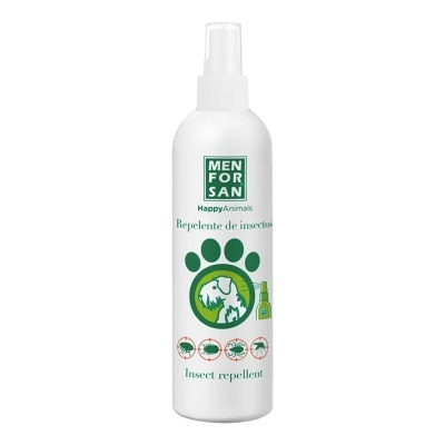 Frasco branco de repelente de insetos Menforsan com spray