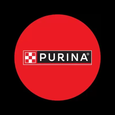 Logótipo PURINA em fundo vermelho circular