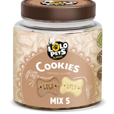 Frasco com biscoitos para cães da marca LOLO PETS CLASSIC