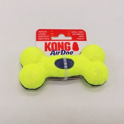 Brinquedo para cão KONG AirDog em osso amarelo fluorescente com etiqueta