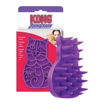 Escova para gatos KONG ZOOMGROOM roxa com pinos flexíveis