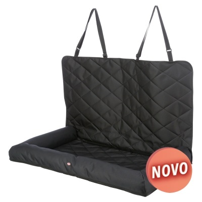 Cama acolchoada preta para animais com correias ajustáveis e selo NOVO