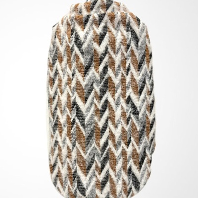 Casaco de malha com padrão geométrico em zig zag castanho, cinza e branco