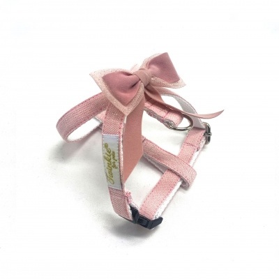 Coleira rosa claro para animal com laço