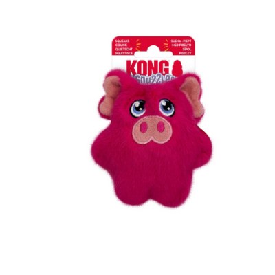 Brinquedo peludo rosa para cães com orelhas e olhos grandes