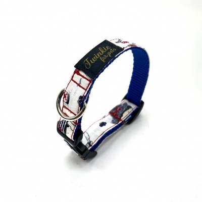 Coleira para cão azul com padrão e etiqueta dourada Twinkle Leash