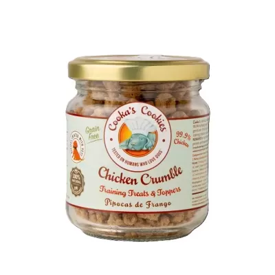 Pote de petiscos para cães Chicken Crumble Cookas Cookies