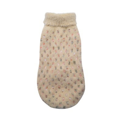 Luva de bebê bege com pontos coloridos pequena e macia