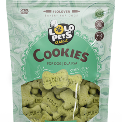 Pacote de biscoitos para cães sabor menta da Lolo Pets Classic