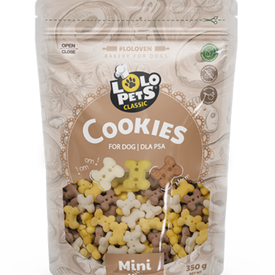 Pacote de biscoitos para cães mini mix LOLO PETS Classic com biscoitos coloridos em forma de ossos