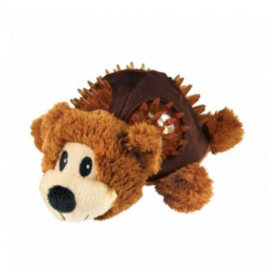 Brinquedo para cães em forma de urso de pelúcia com corpo texturizado e pontas de plástico