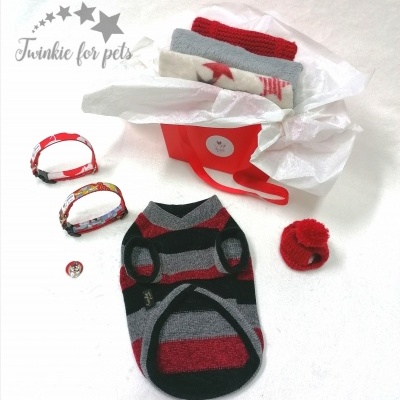 Conjunto de roupas e acessórios para animais com camisola, peitoral, colares, chapéu e emblema