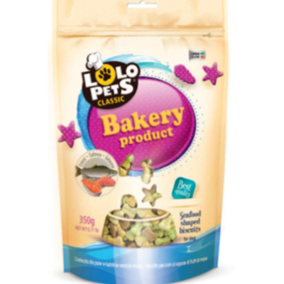 Embalagem de biscoitos para animais de estimação em forma de frutos do mar