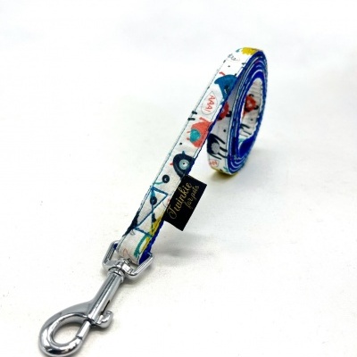 Trela para cão colorida com gancho metálico e etiqueta Unique Pets