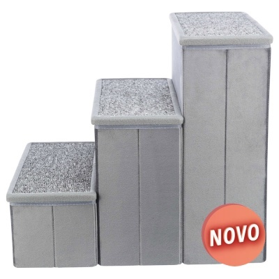 Escadas para animais de cor cinza com cobertura texturada e autocolante NOVO