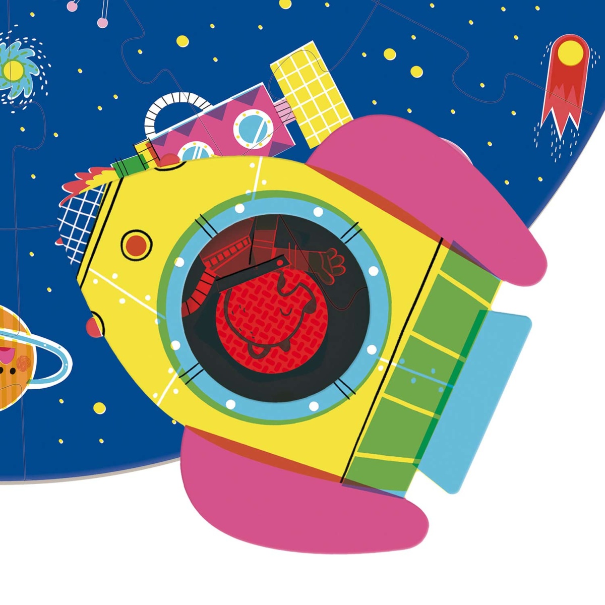 Ilustração de satélite colorido no espaço