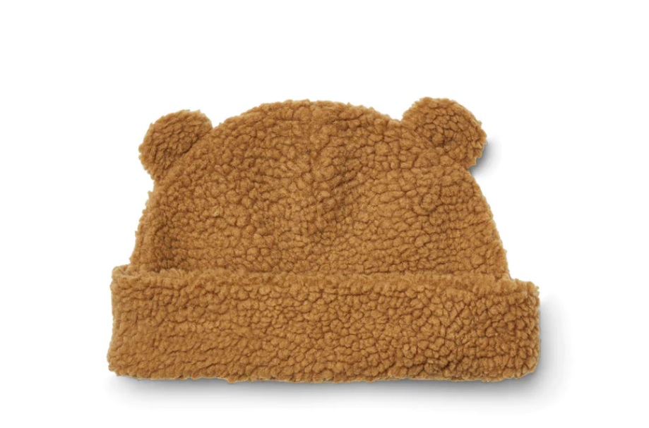 Gorro infantil castanho felpudo com orelhas