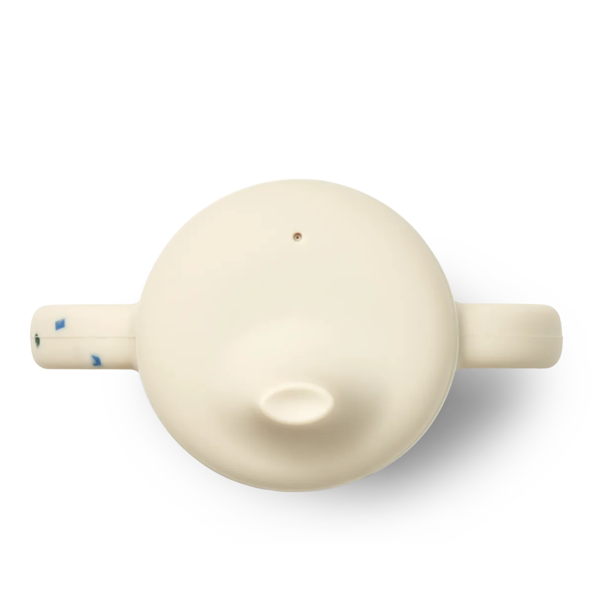 Chaleira cerâmica branca vista de cima com fundo preto