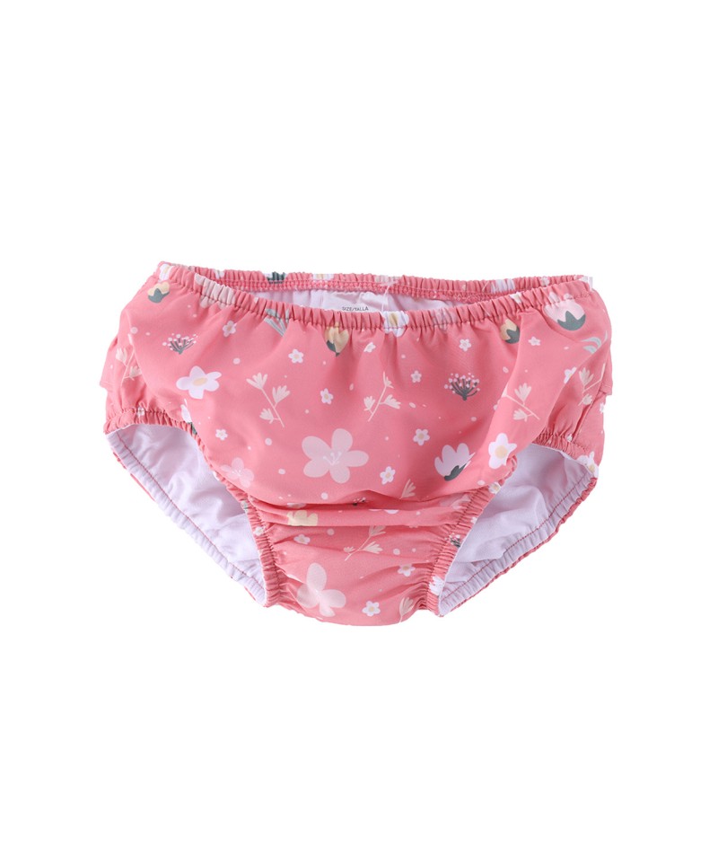 Cueca para bebé cor-de-rosa com padrão de flores