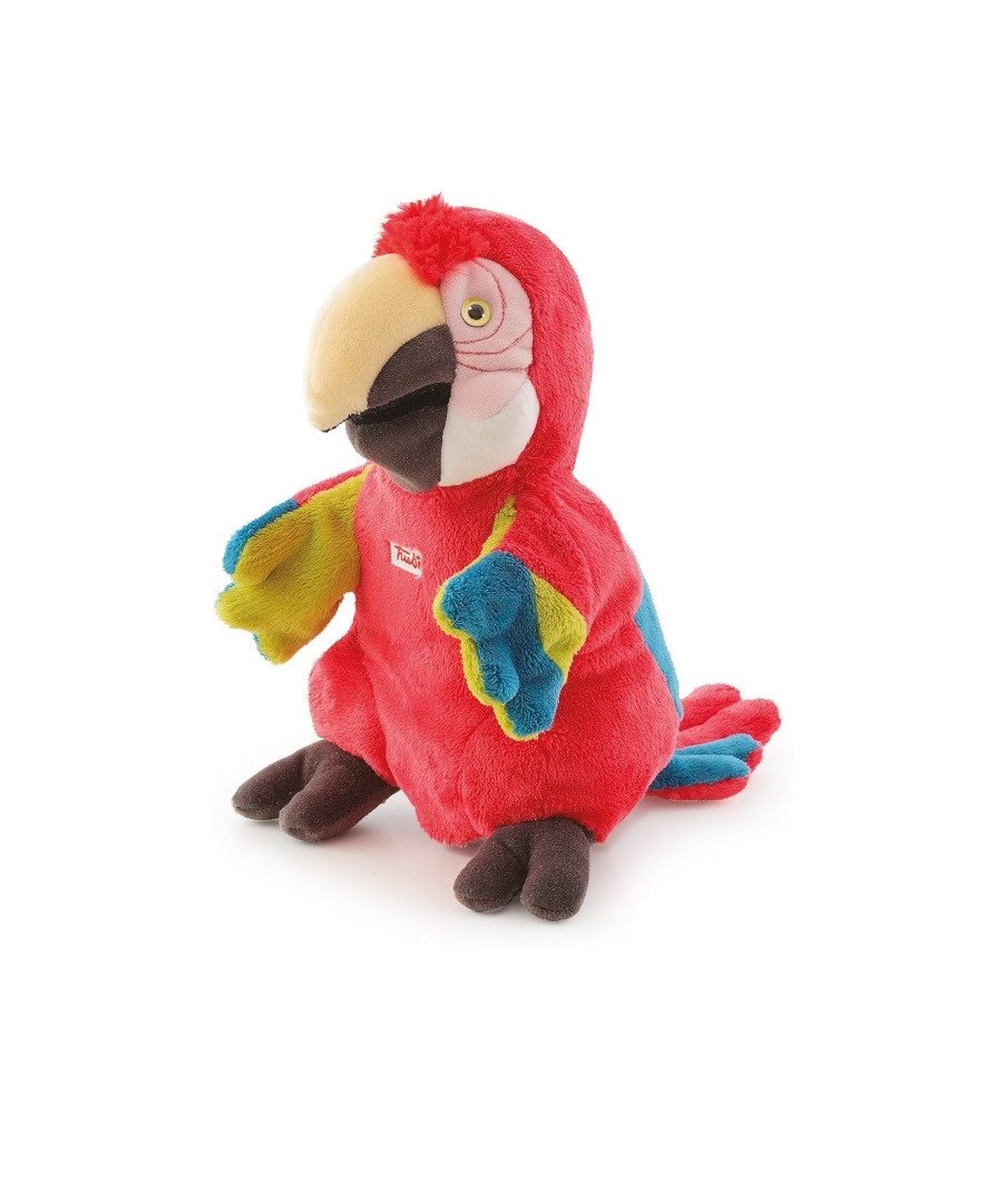 Pelúcia de papagaio colorido em tecido macio