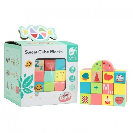 Conjunto Sweet Cube Blocks de blocos coloridos em caixa de madeira