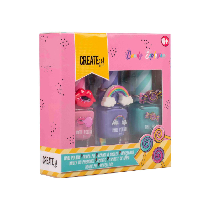 Conjunto de vernizes e acessórios de unha Create It! Candy Explosion