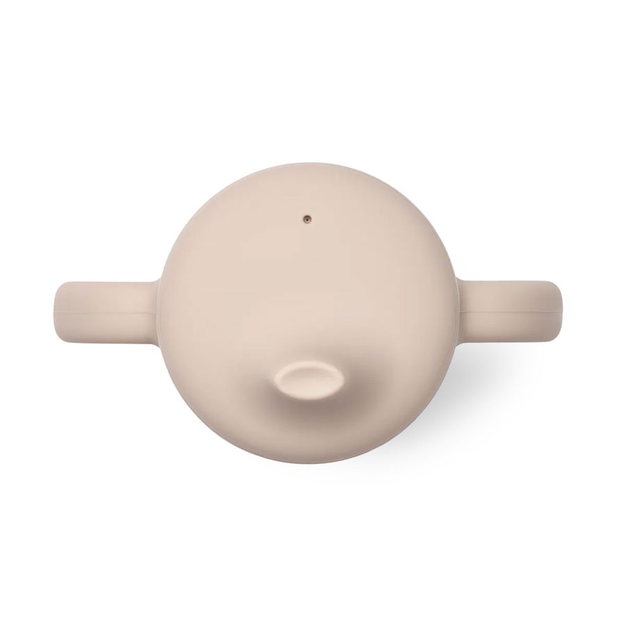 Bule de chá de cerâmica bege visto de cima