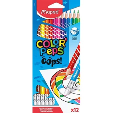 Caixa azul com 12 lápis de cor Maped Color Peps Oops!