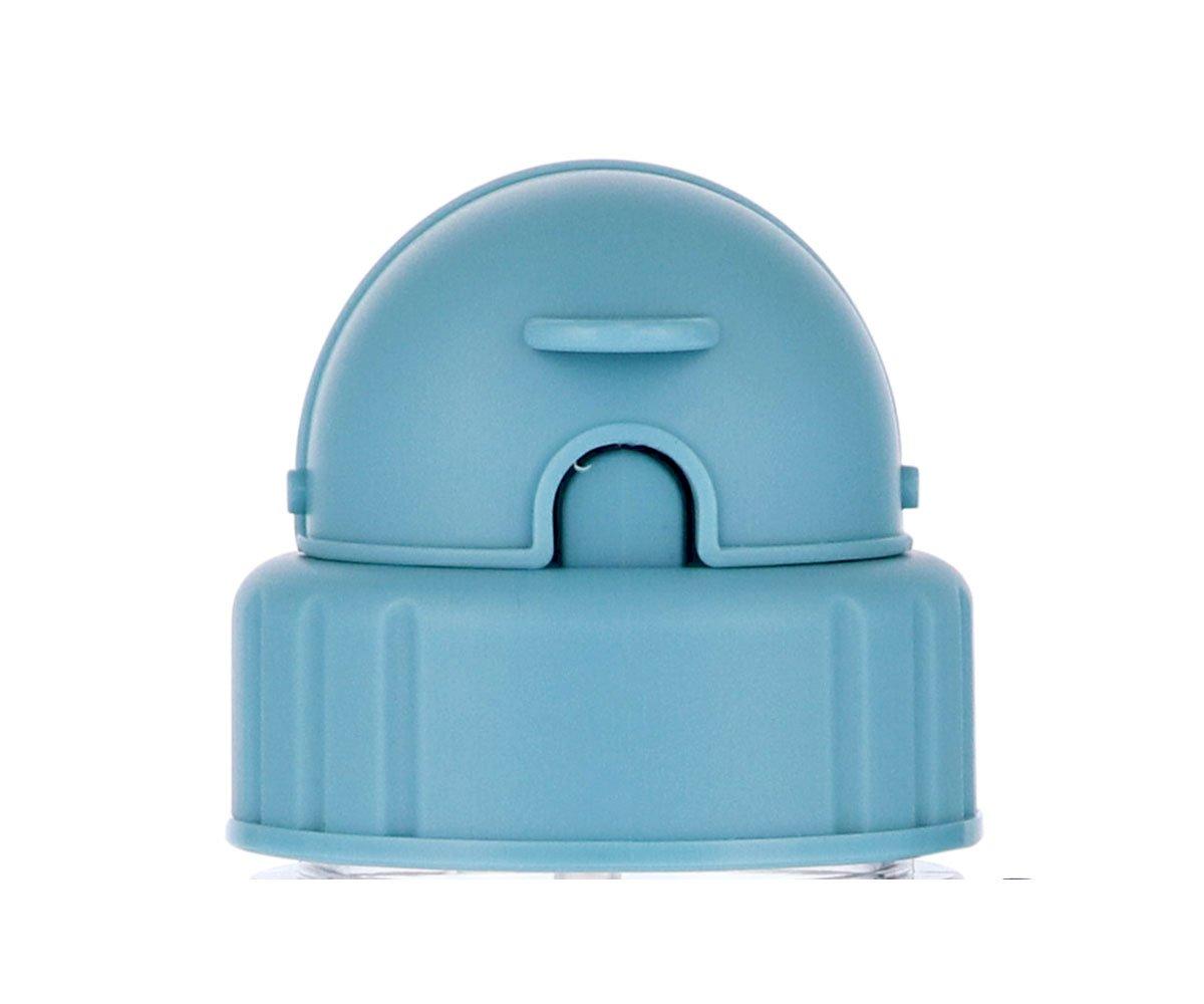 Tampa de plástico azul arredondada com duas partes encaixadas