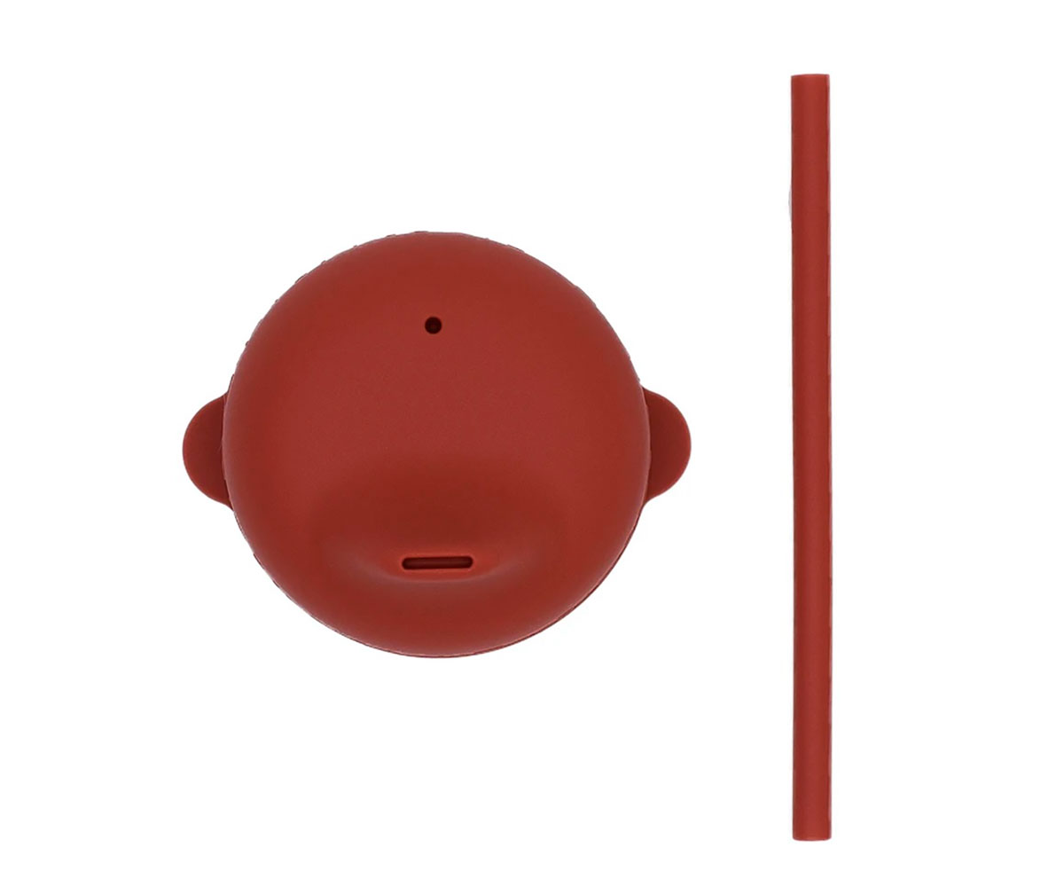 Palhinha vermelha com suporte redondo do mesmo tom