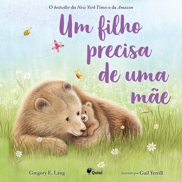 Capa de livro com ursos e texto 'Um filho precisa de uma mãe'