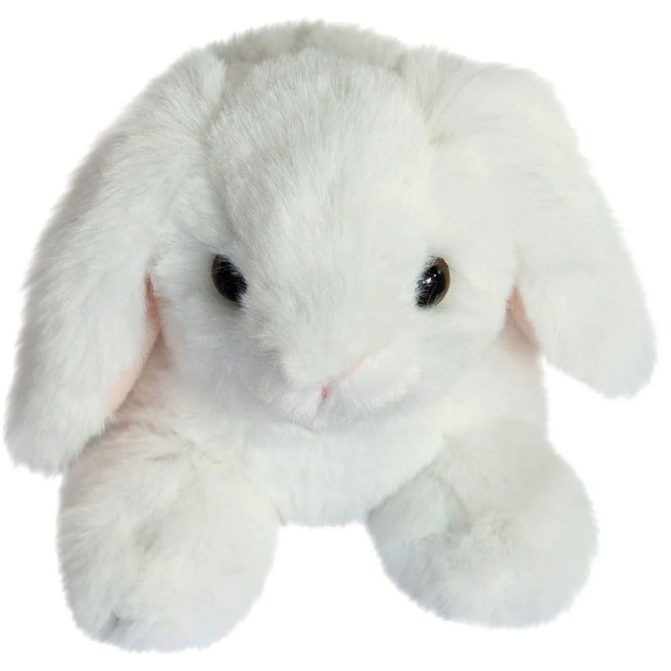 Coelho de peluche branco com orelhas caídas