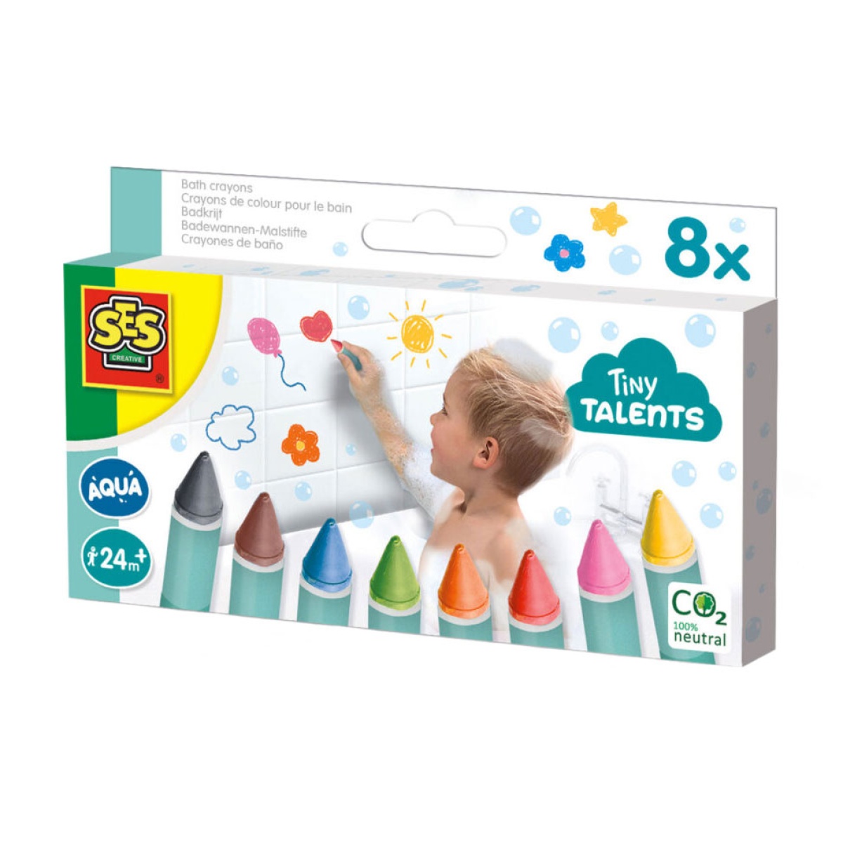 Embalagem com 8 giz de banho coloridos SES Tiny Talents para crianças