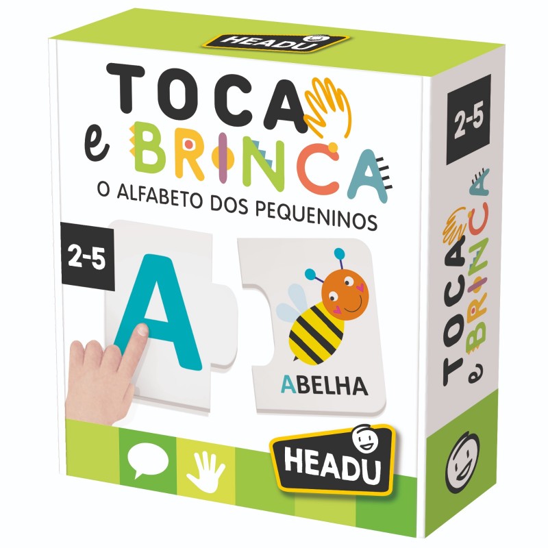 Caixa de jogo educativo de puzzle TOCA e BRINCA o ALFABETO DOS PEQUENINOS com letra A e abelha