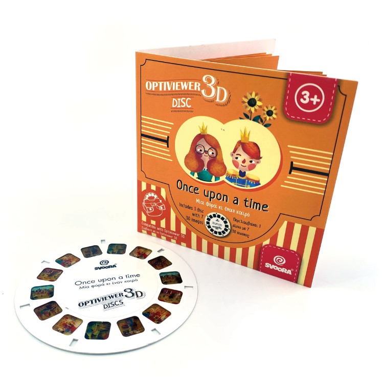Disco Optiviewer 3D e embalagem 'Once upon a time' para crianças 3+
