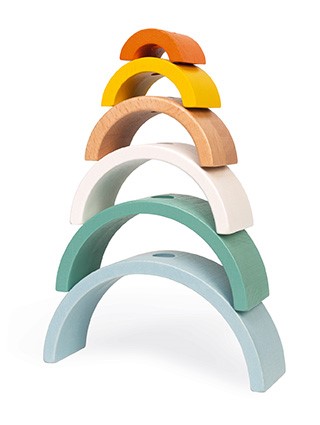 Arcos empilháveis de madeira colorida