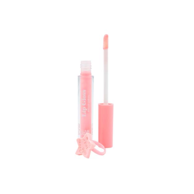 Gloss labial rosa com aplicador e anel de estrela